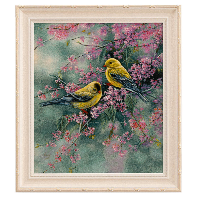 ペルシャ手織り絨毯　ウール＆シルク　ピクチャー　タブリーズ　額縁51×58cm