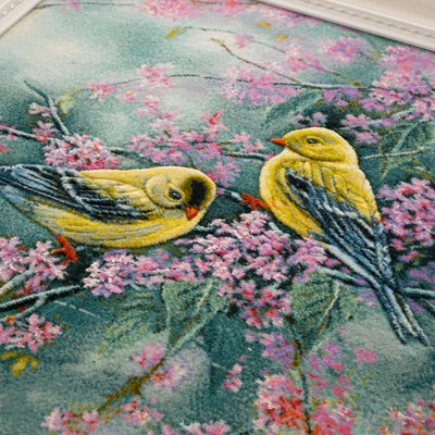 ペルシャ手織り絨毯　ウール＆シルク　ピクチャー　タブリーズ　額縁51×58cm