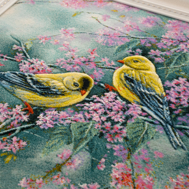 ペルシャ手織り絨毯　ウール＆シルク　ピクチャー　タブリーズ　額縁51×58cm