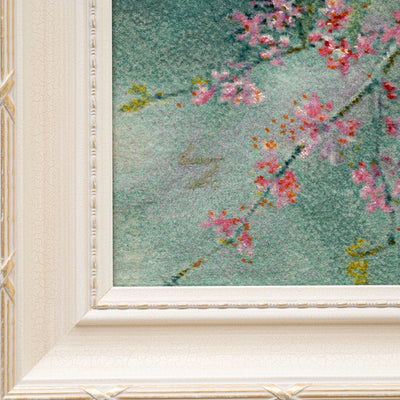 ペルシャ手織り絨毯　ウール＆シルク　ピクチャー　タブリーズ　額縁51×58cm