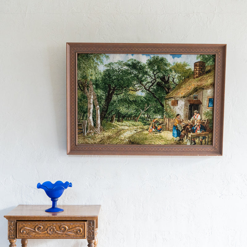 ペルシャ手織り絨毯　ウール＆シルク　ピクチャー　タブリーズ　額縁53×74cm