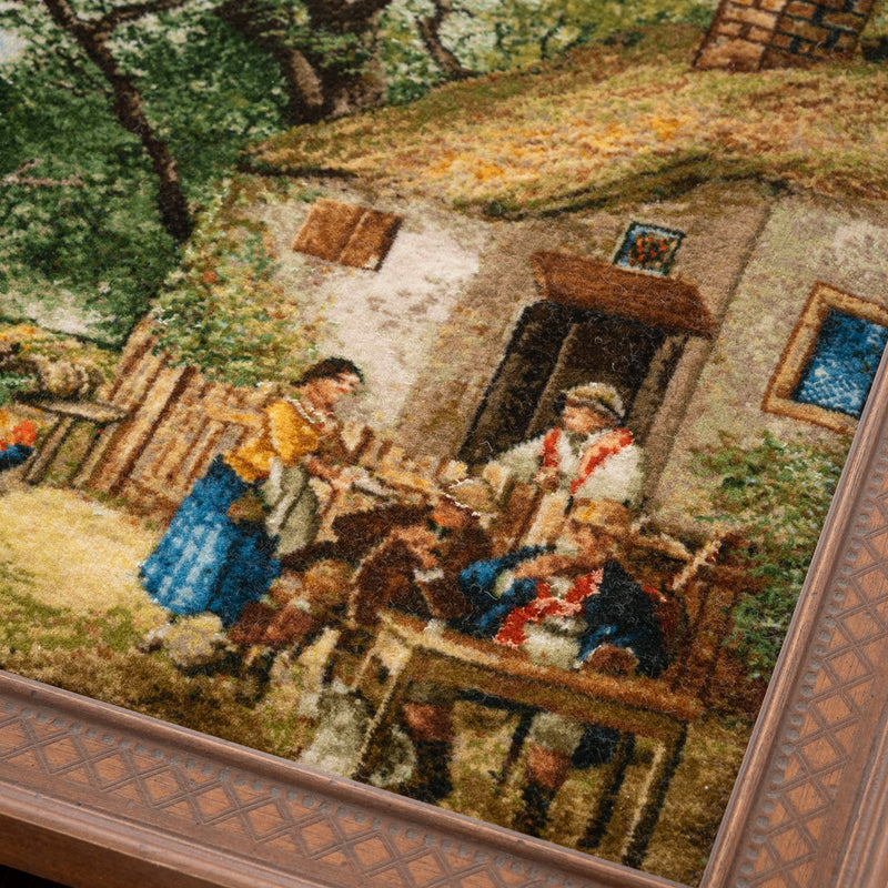 ペルシャ手織り絨毯　ウール＆シルク　ピクチャー　タブリーズ　額縁53×74cm
