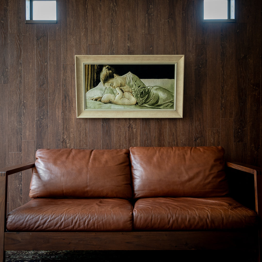 ペルシャ手織り絨毯 ウール＆シルク ピクチャー タブリーズ 額縁46