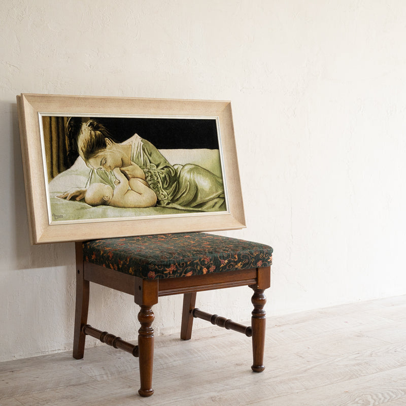 ペルシャ手織り絨毯　ウール＆シルク　ピクチャー　タブリーズ　額縁46×79cm
