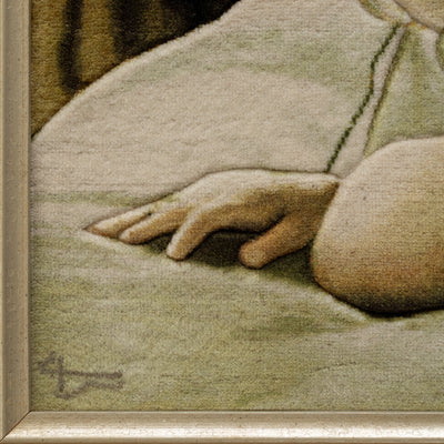 ペルシャ手織り絨毯　ウール＆シルク　ピクチャー　タブリーズ　額縁46×79cm