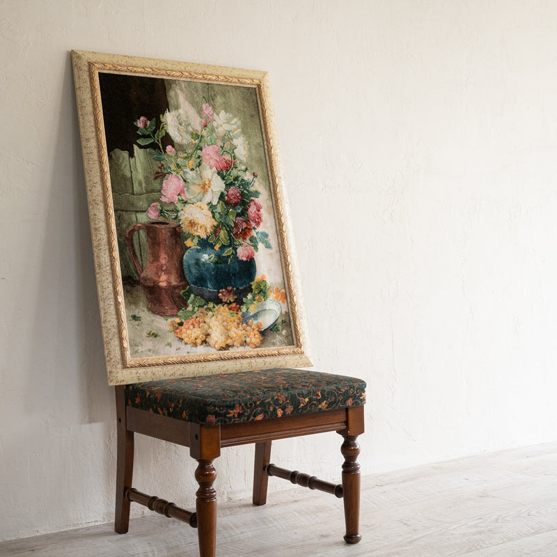 ペルシャ手織り絨毯　ウール＆シルク　ピクチャー　タブリーズ　額縁60×86cm