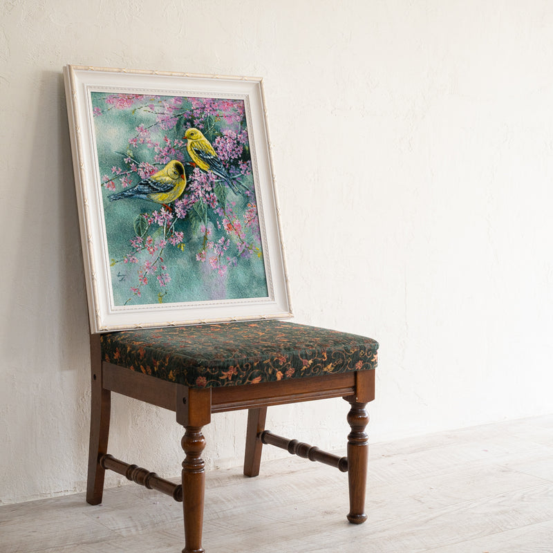 ペルシャ手織り絨毯　ウール＆シルク　ピクチャー　タブリーズ　額縁51×58cm