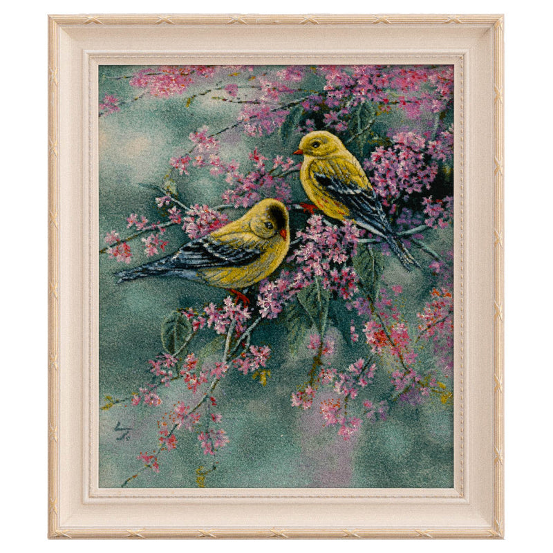 ペルシャ手織り絨毯　ウール＆シルク　ピクチャー　タブリーズ　額縁51×58cm