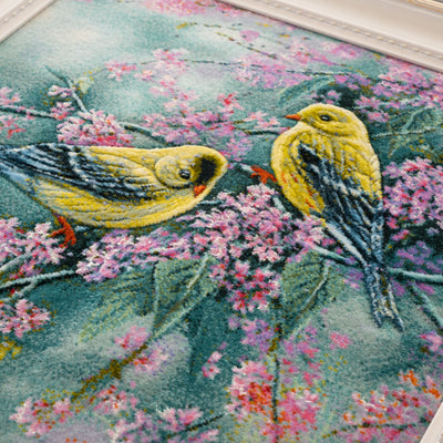 ペルシャ手織り絨毯　ウール＆シルク　ピクチャー　タブリーズ　額縁51×58cm