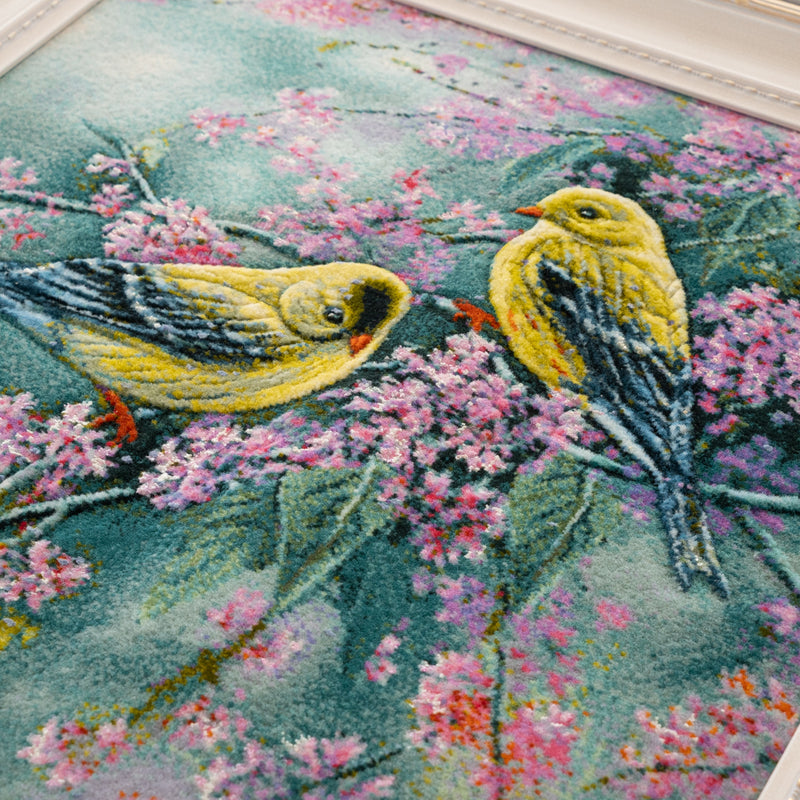 ペルシャ手織り絨毯　ウール＆シルク　ピクチャー　タブリーズ　額縁51×58cm