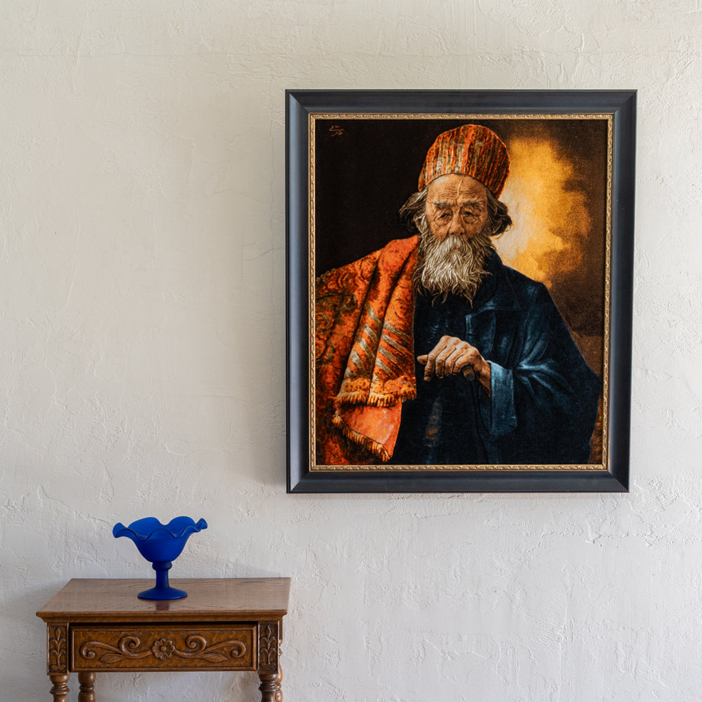 ペルシャ手織り絨毯 ウール＆シルク ピクチャー タブリーズ 額縁61