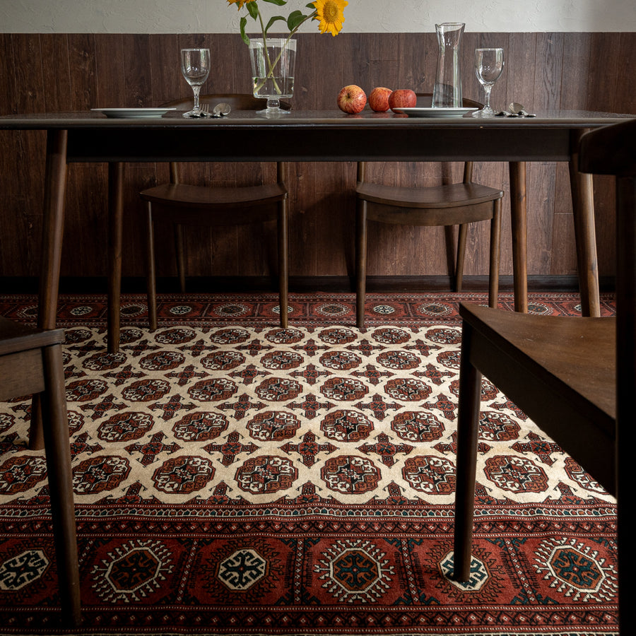 まるみーる　手織りペルシャ絨毯　未使用に近い　タブリーズ　303×199 41466 ペルシャ絨毯 ナイン 手織り半円形 50×110 ブルー