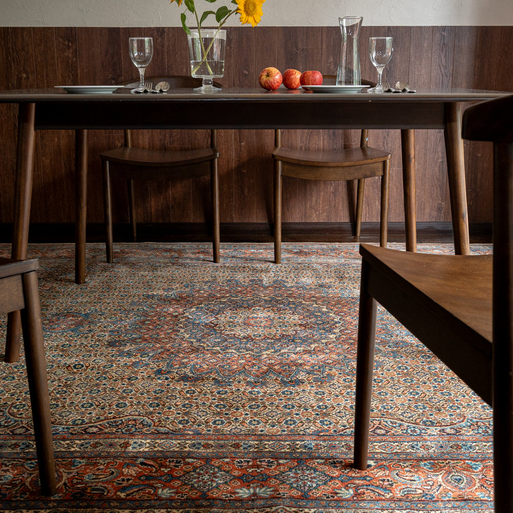 まるみーる　手織りペルシャ絨毯　未使用に近い　タブリーズ　303×199 42298 ペルシャ絨毯 ナイン 手織り半円形 50×110 グリーン