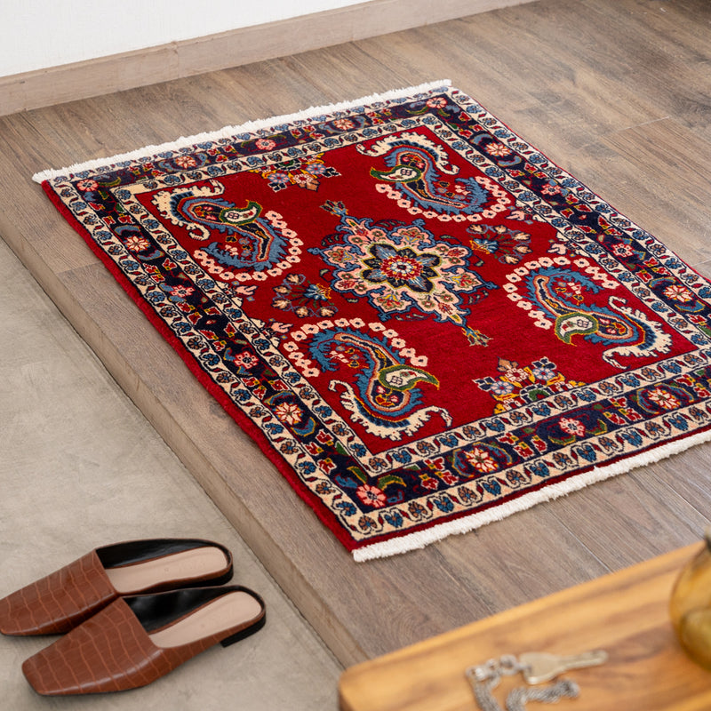 ペルシャ手織り絨毯　ウール　玄関マット　カーシャーン　72×98cm OUTLET