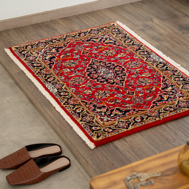 ペルシャ手織り絨毯　ウール　玄関マット　カーシャーン　69×99cm