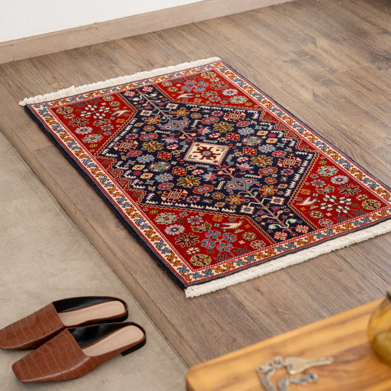 ペルシャ手織り絨毯　ウール　玄関マット　シーラーズ　62×89cm