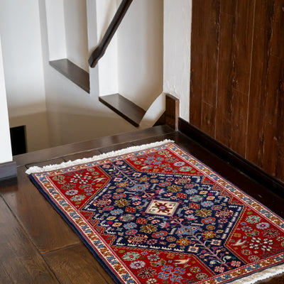 ペルシャ手織り絨毯　ウール　玄関マット　シーラーズ　62×89cm