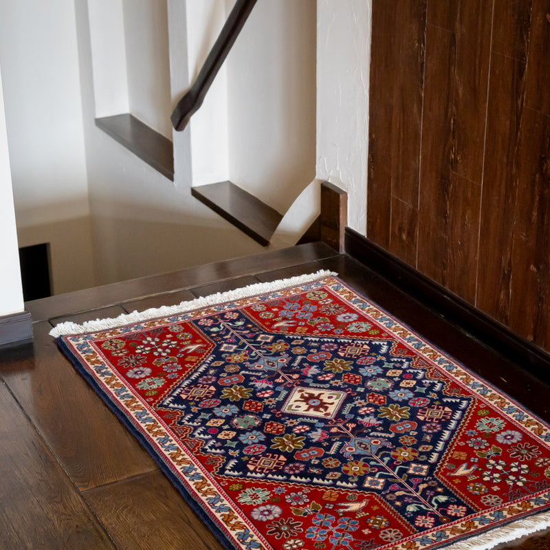 ペルシャ手織り絨毯　ウール　玄関マット　シーラーズ　62×89cm