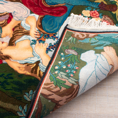 ペルシャ手織り絨毯　ウール　玄関マット　タブリーズ　69×88cm