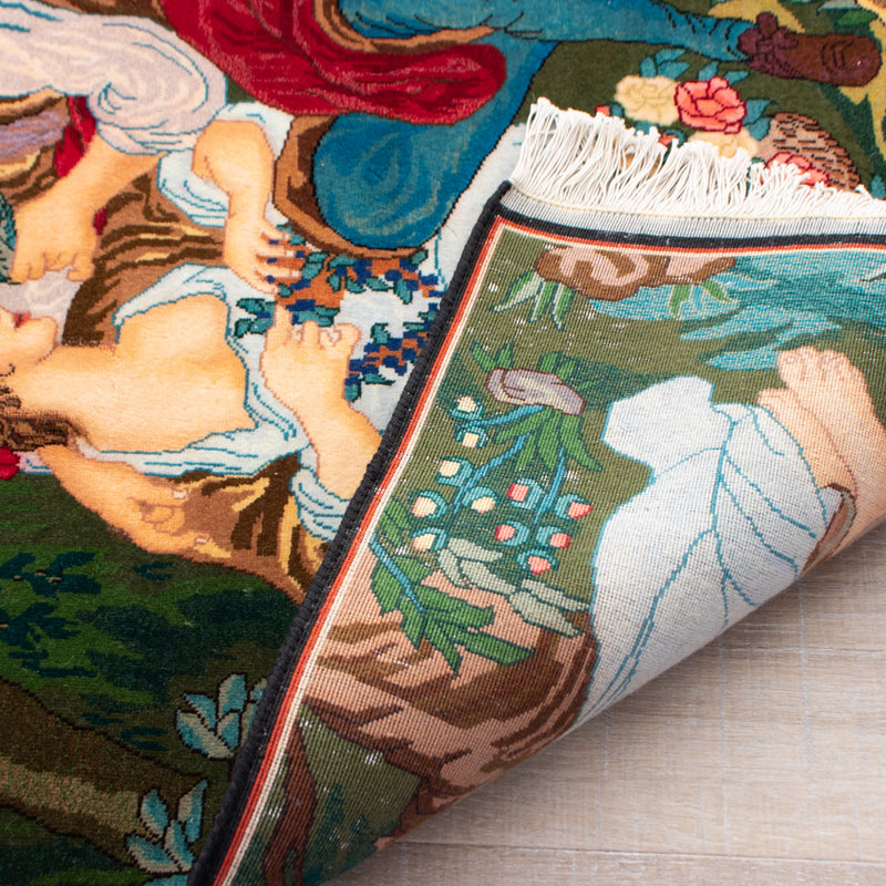 ペルシャ手織り絨毯　ウール　玄関マット　タブリーズ　69×88cm