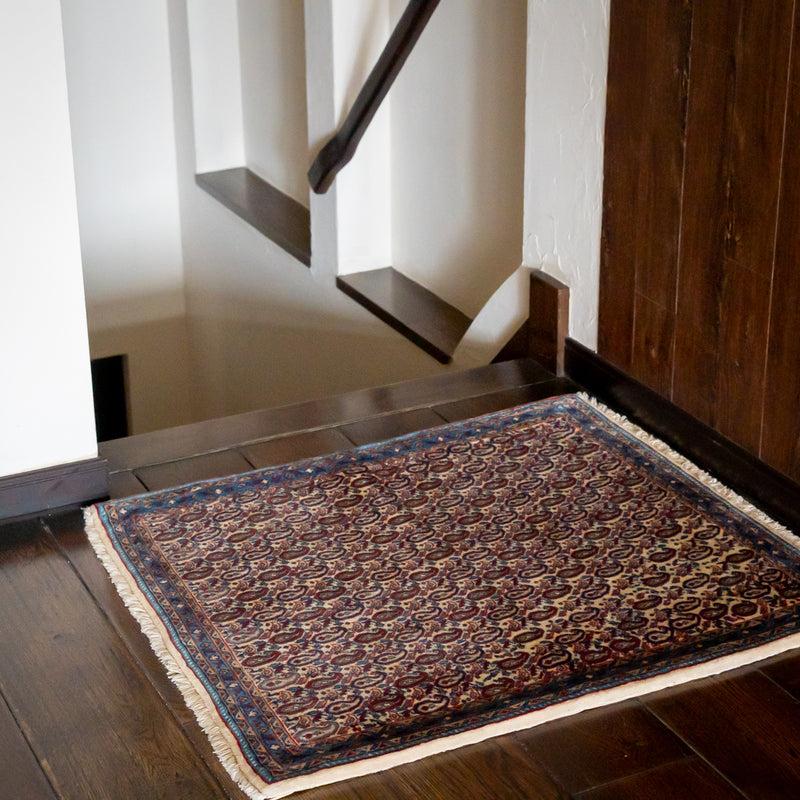 ペルシャ手織り絨毯　ウール　玄関マット　サルーク　68×76cm