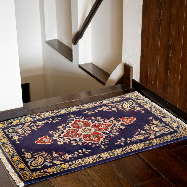 60x90cmペルシャ手織り・クム・マット(038)玄関・ラグ・絨毯