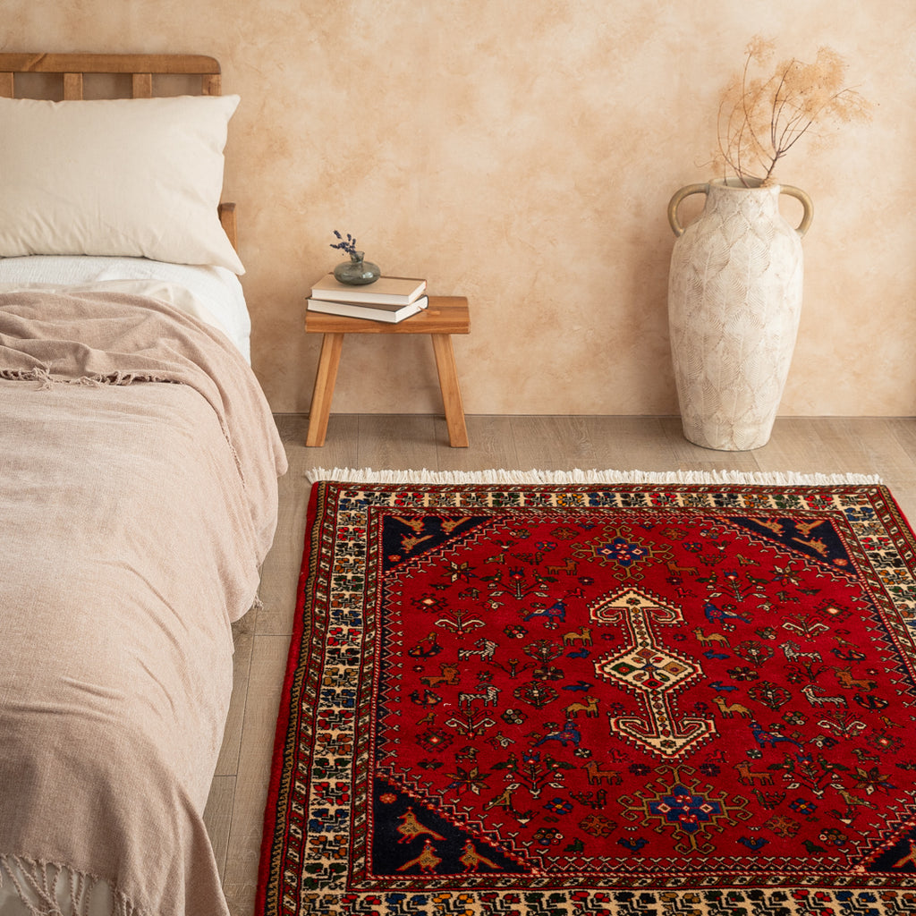 ペルシャ手織り絨毯 ウール ラグ シーラーズ 105×152cm