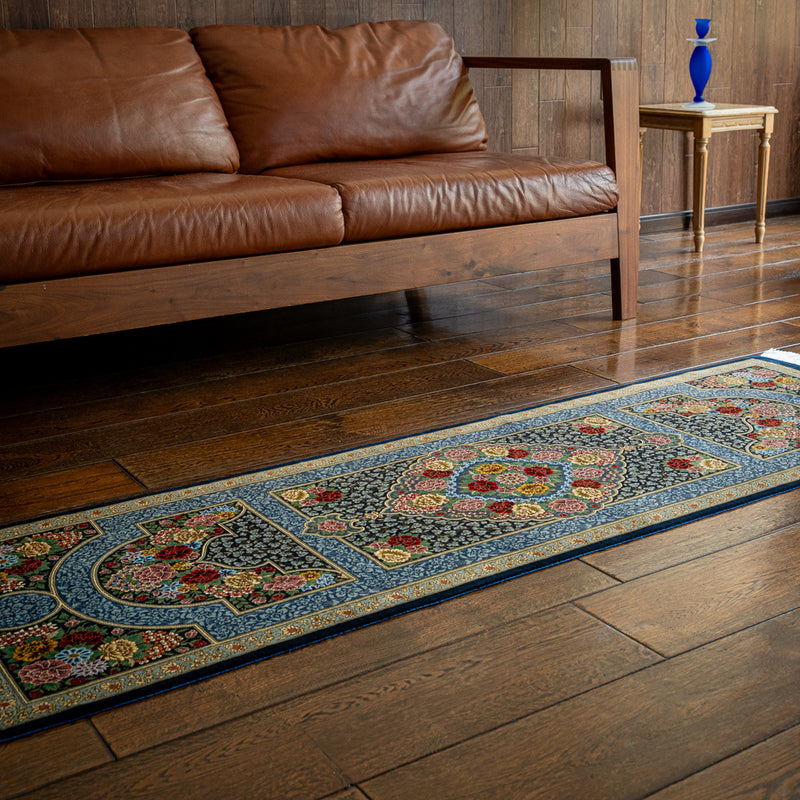 ペルシャ手織り絨毯　シルク　ランナー　クム　49×165cm