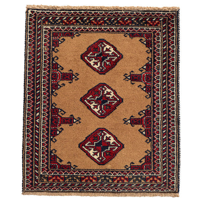ペルシャ手織り絨毯　ウール　玄関マット　バルーチ　65×78cm