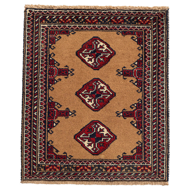 ペルシャ手織り絨毯　ウール　玄関マット　バルーチ　65×78cm