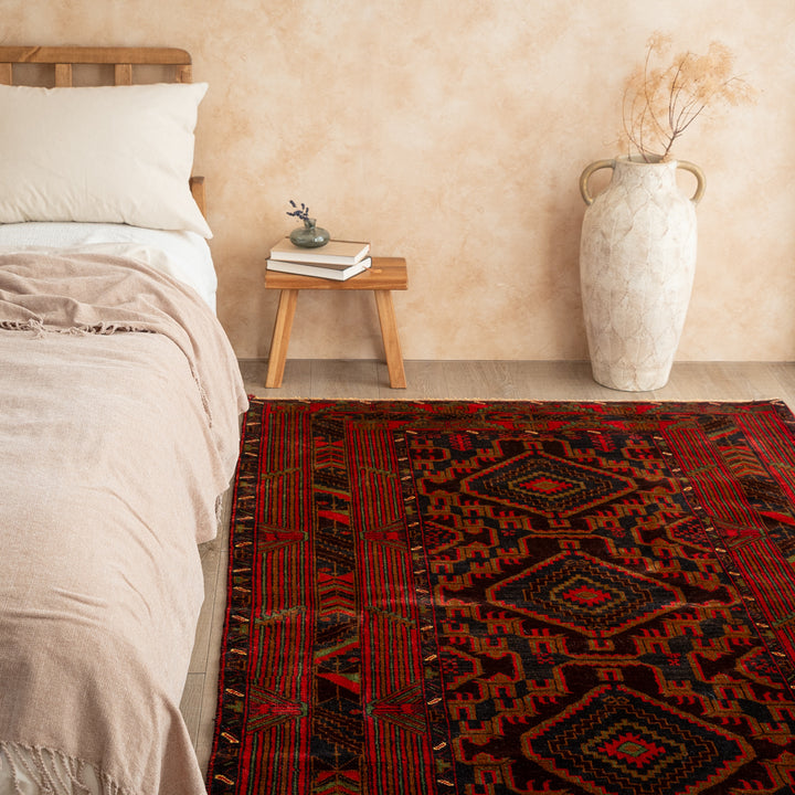 ペルシャ絨毯 バルーチ 手織り 185x122ウール Persia Baluch ペルシャ手織り絨毯 ウール ラグ バルーチ 120×196cm OUTLET