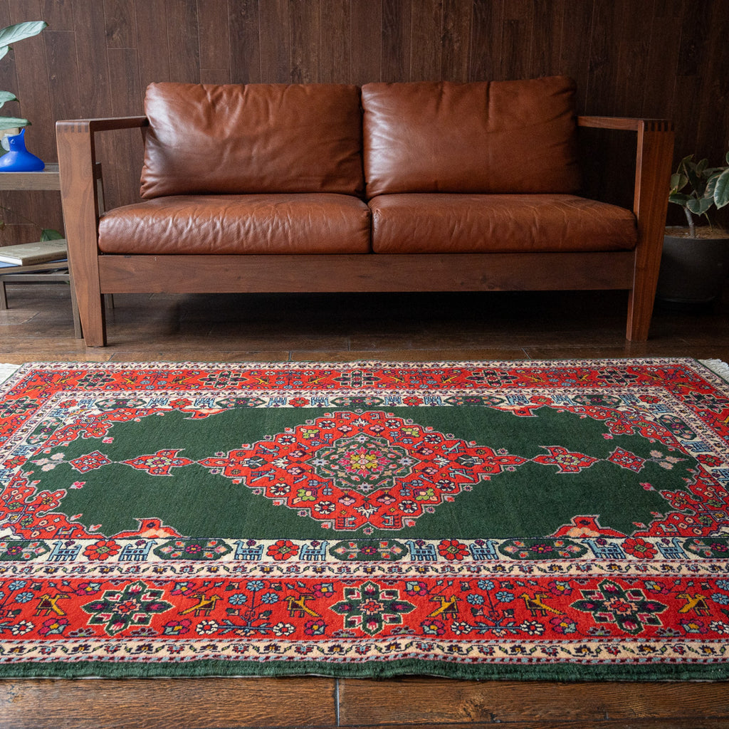 ペルシャ手織り絨毯 ウール＆シルク ラグ シーラーズ 118×168cm