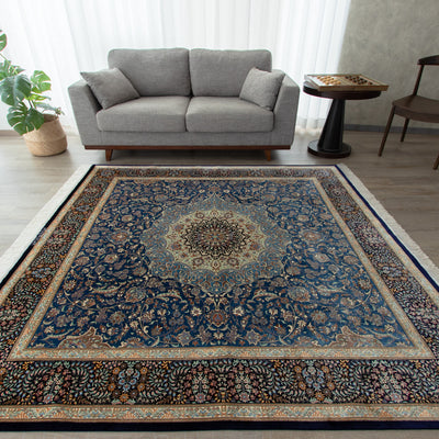ペルシャ手織り絨毯　シルク　ラグ　クム　199×196cm