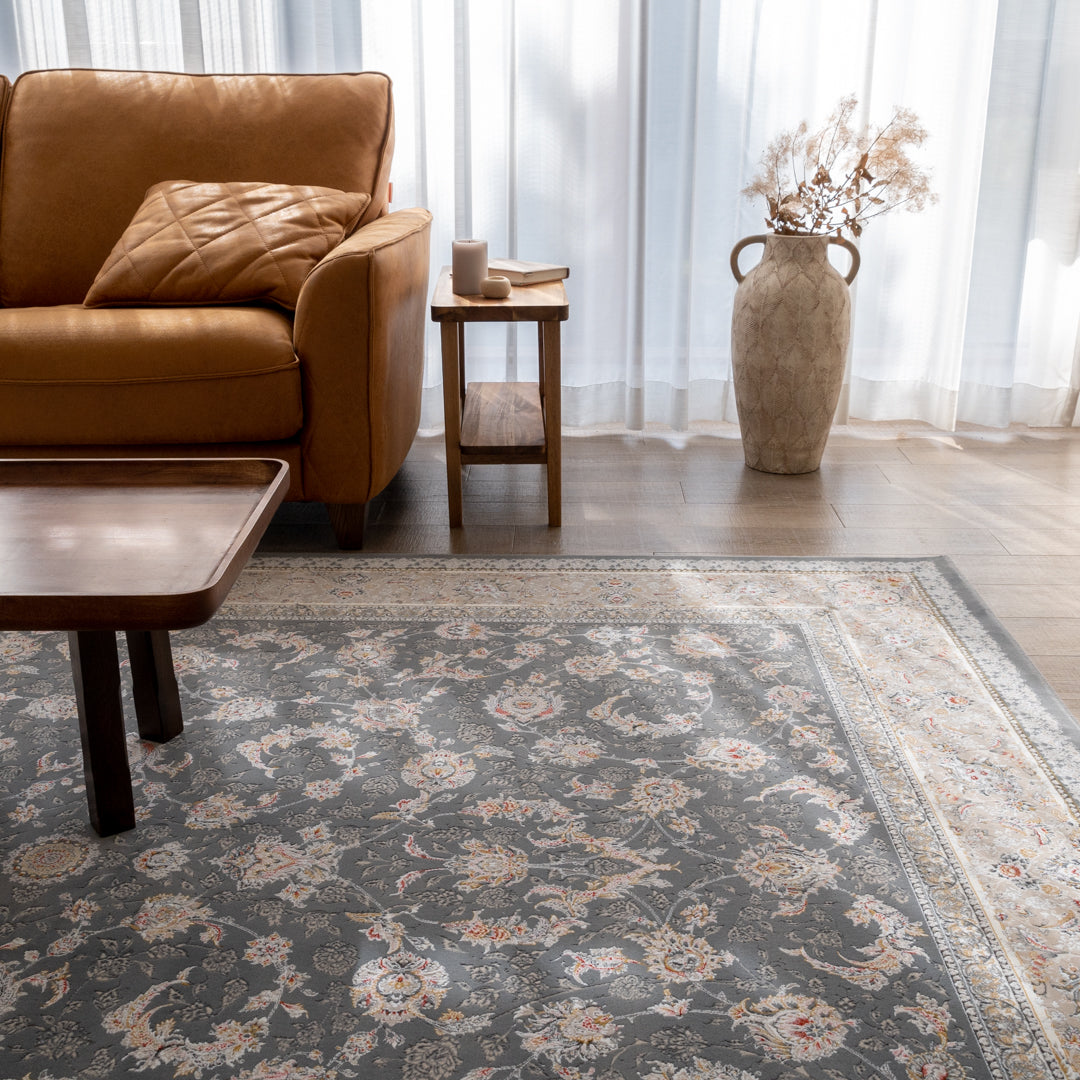 ペルシャカーペット　ラグ　シルバーグレー　200×250cm バーラン柄 シルバーグレー色 ペルシャ絨毯（機械織） ラグサイズ 200