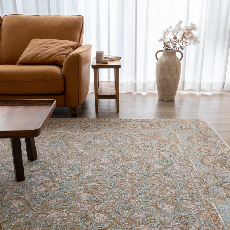 マルス柄　ロージーアイボリー色　ペルシャ絨毯（機械織）　ラグサイズ　200×250cm