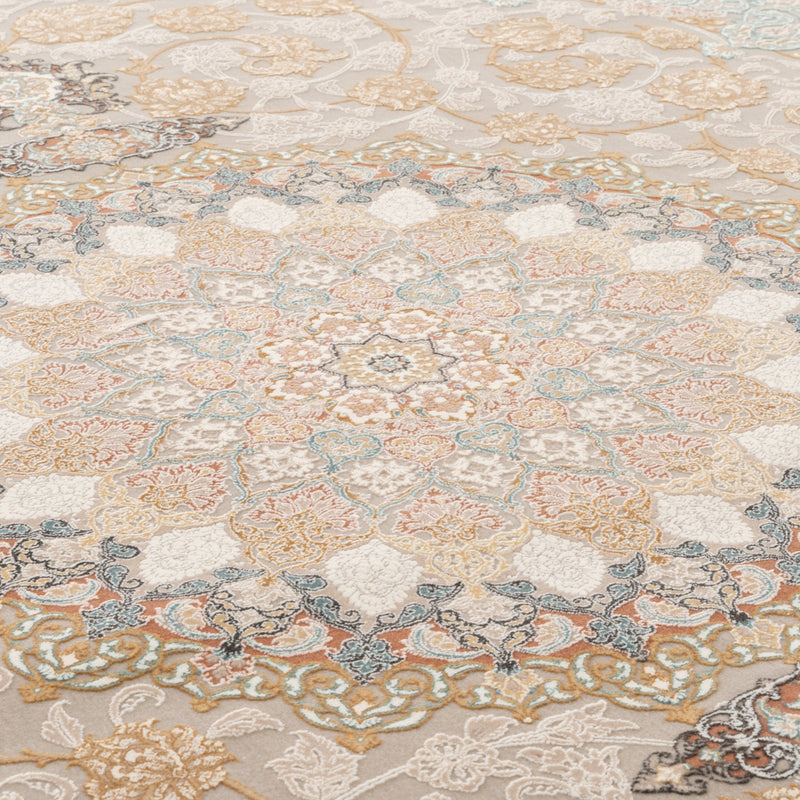 ネギン柄　カフェグレー色　ペルシャ絨毯（機械織）　ラグサイズ　200×250cm