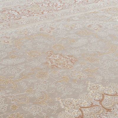 シャディ柄　ヴィンテージアイボリー色　ペルシャ絨毯（機械織）　ラグサイズ　200×250cm