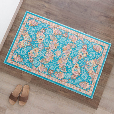 ペルシャ絨毯（機械織）　ナスタラン柄　ブルー色　75×120cm