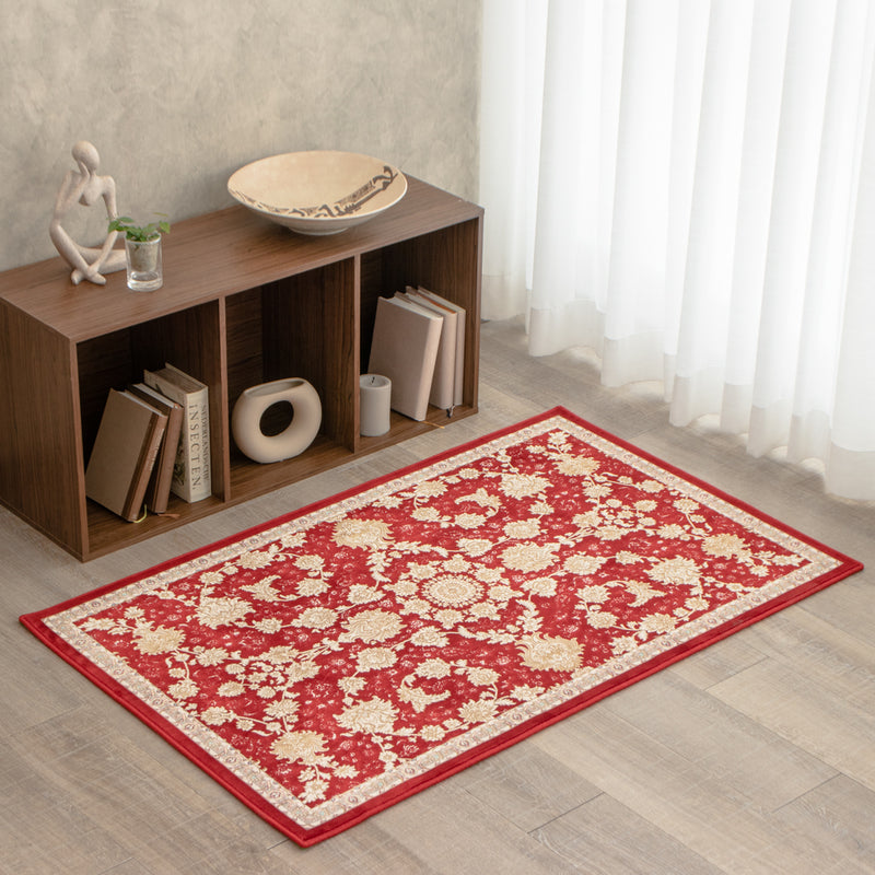 ペルシャ絨毯（機械織）　マールー柄　レッド色　75×120cm