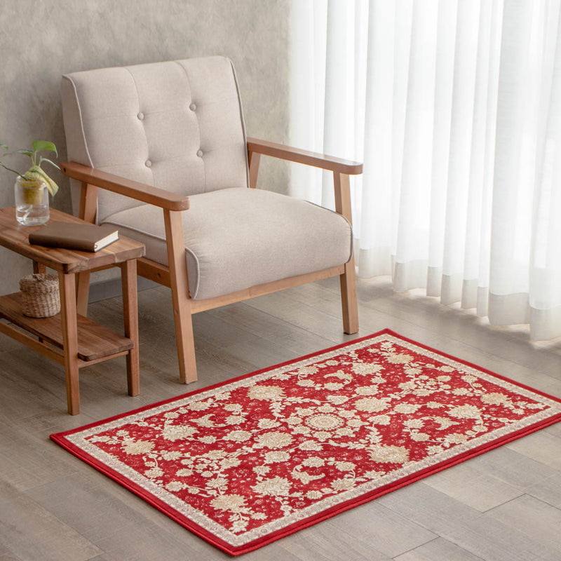 ペルシャ絨毯（機械織）　マールー柄　レッド色　75×120cm