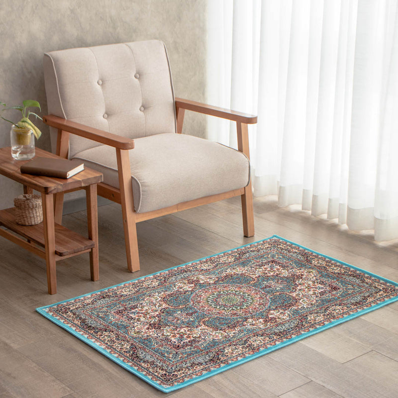 ペルシャ絨毯（機械織）　サーラール柄　ブルー色　75×120cm