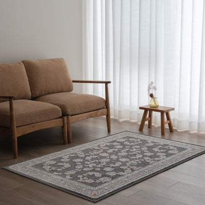 ペルシャ絨毯（機械織）　バーラン柄　ダークグレー色　100×150cm　ラグサイズ