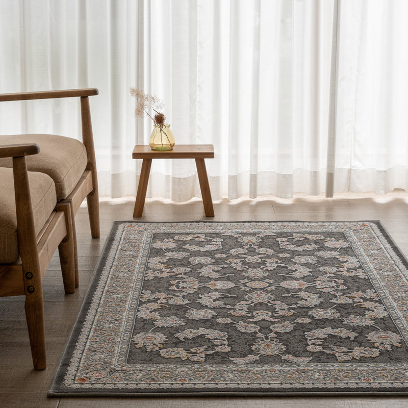 ペルシャ絨毯（機械織）　バーラン柄　ダークグレー色　100×150cm　ラグサイズ