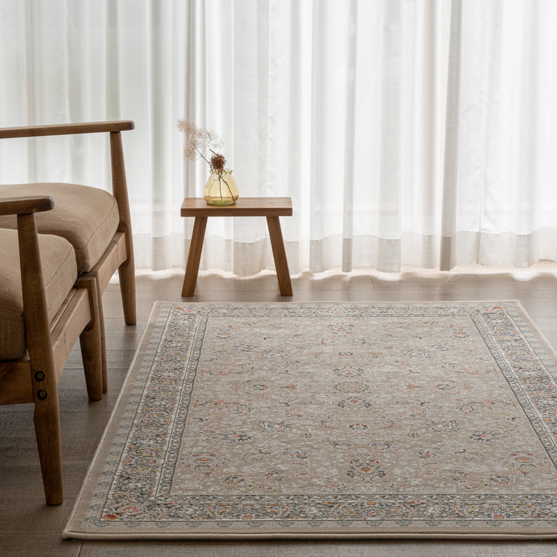 ペルシャ絨毯（機械織）　バーラン柄　アイボリー色　100×150cm　ラグサイズ