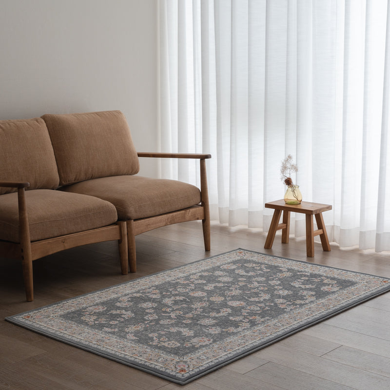 ペルシャ絨毯（機械織）　バーラン柄　シルバーグレー色　100×150cm　ラグサイズ