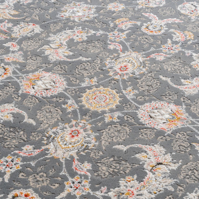 ペルシャ絨毯（機械織）　バーラン柄　シルバーグレー色　100×150cm　ラグサイズ
