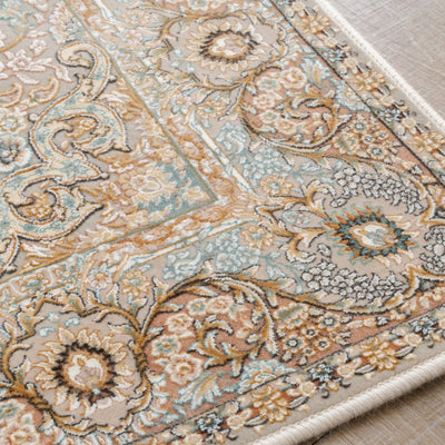 ペルシャ絨毯（機械織）　マルス柄　ロージーアイボリー色　100×150cm　ラグサイズ