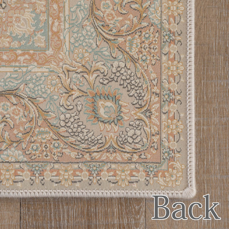 ペルシャ絨毯（機械織）　マルス柄　ロージーアイボリー色　100×150cm　ラグサイズ