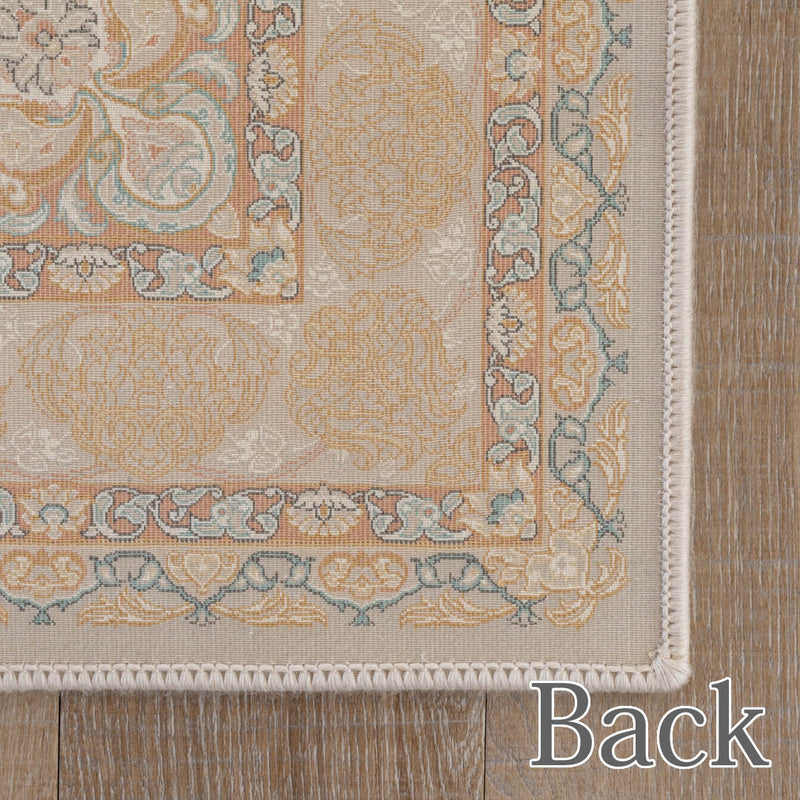 ペルシャ絨毯（機械織）　ネギン柄　カフェグレー色　100×150cm　ラグサイズ
