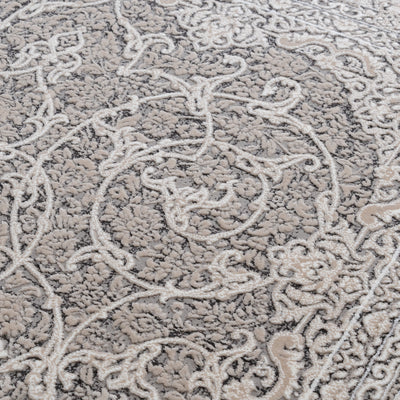 ペルシャ絨毯（機械織）　ヤルダー柄　グレー色　100×150cm　ラグサイズ